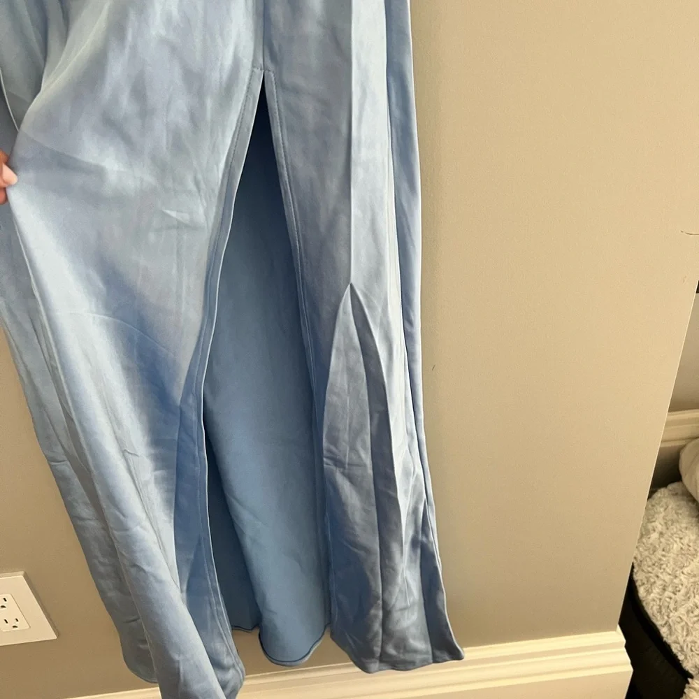 BILLY J Blue Ruched One Shoulder Gown - Picture 5 of 7